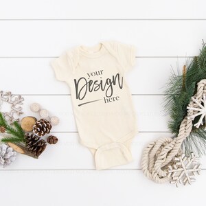 Rabbit Skins Mockup, NATURAL, Baby Mockup, Baby Bodysuit Mockup, Rabbit Skins 4400 Mockups, Baby Holiday Mock up, Baby Mock-up Stock Photo