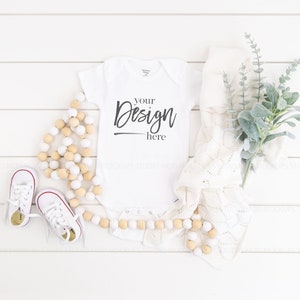 Bodysuit Mockups, WHITE, Baby Mockup, Baby Bodysuit Mockup White, Baby Mock up, Baby Mock-up Stock Photo