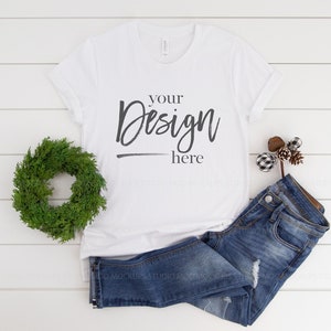 Weihnachten Mockup T-Shirt Mockup Kleidung Mockups Tee Mockup Bella Canvas 3001 Tshirt Mockup WHITE Mockup Bella Canvas Mockup Urlaub Mockup