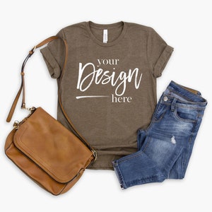 Mockup Tshirt Bella Canvas 3001 Mockup HEATHER BROWN 3001 Bella Canvas Mockup Tshirt Mockup T Shirt Mockup Mock Ups