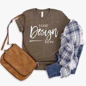 HEATHER BROWN 3001 Bella Canvas Mockup Tshirt Mockup Bella Canvas 3001 Mockup T Shirt Mockup Mock Ups