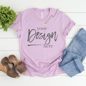 Frauen Tshirt Mockup Tee Mockup Kleidung Mockups Bella Canvas Mockup Heather Prism Flieder T Shirt Mockup Tshirt Digital Mockup Flat Lay