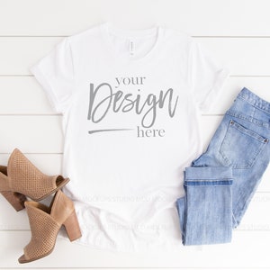 Tshirt Mockup Digital Mockup Bella Canvas Mockup WHITE Tee Mockup Bella Canvas 3001 Flat Lay Shirt Clothing Flat Lay T-shirt Mockup