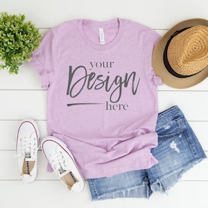 Heather Prism Flieder T Shirt Mockup Frauen Tshirt Mockup Tee Mockup Kleidung Mockups Bella Canvas Mockup Tshirt Digital Mockup Flat Lay