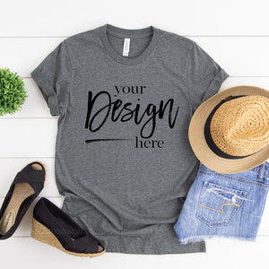 Bella Canvas Mockup 3001 Mockup Tshirt DEEP HEATHER Flat Lay Mock up Shirt Mockup Digital Mockup Clothing Mockups Tee Mockup Tshirt Flat Lay