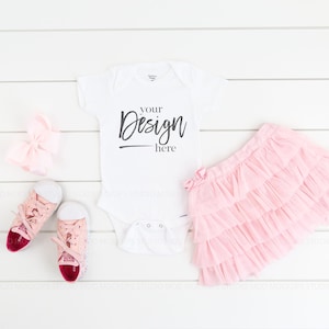 Bodysuit Mockups, WHITE, Baby Mockup, Baby Bodysuit Mockup White, Baby Mock up, Baby Mock-up Stock Photo