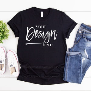 Mockup Bella Canvas 3001 Tshirt Mockup BLACK Flat Lay Shirt Clothing Digital Mockup Bella Canvas Mockup Flat Lay T-shirt Mockup