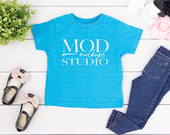 Toddler T-Shirt Mockup Rabbit Skins Turquoise 3301t Toddler