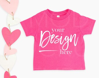 Valentinstag Mockup Rabbit Skins 3321 Hot Pink Unisex Hot Pink Tshirt Mockups T-shirt Mock Up Kids Flatlay Mockup