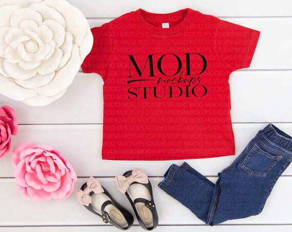 Valentine T-Shirt Mockup Rabbit Skins Red 3301t Toddler