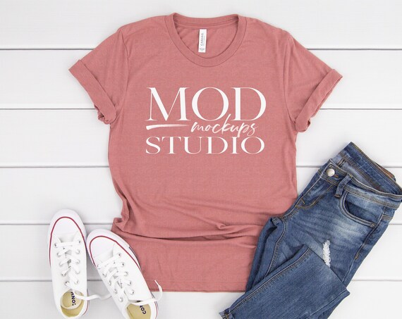 T-Shirt Mockup Bella Canvas 3001 Mauve Triblend Tee Mockup