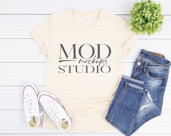 T-Shirt Mockup Soft Cream Bella Canvas 3001 Bella