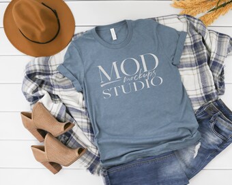 Bella Canvas 3001 Heather Slate T-shirt Mockup | Fall Mockup, T-shirt Flat Lay Mockup, Tshirt Mockup, Flatlay Mockup, Flat Lay Tshirt Mockup