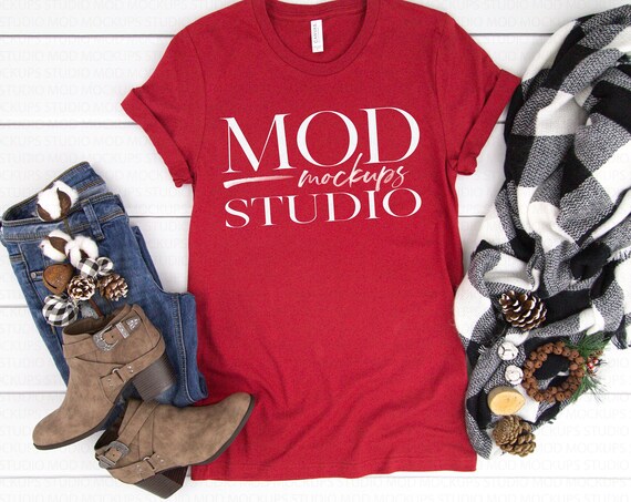 Cardinal Bella Canvas 3001 T-Shirt Mockup Holiday Mockup