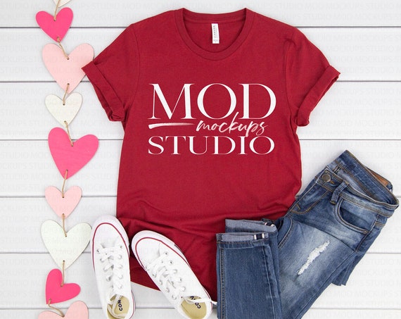 Valentine T-Shirt Mockup PSD Cardinal 3001 Bella