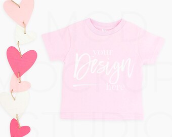 Valentinstag Mockup Rabbit Skins 3321 Pink Unisex Pink Tshirt Mockups T-shirt Mock Up Kids Flatlay Mockup