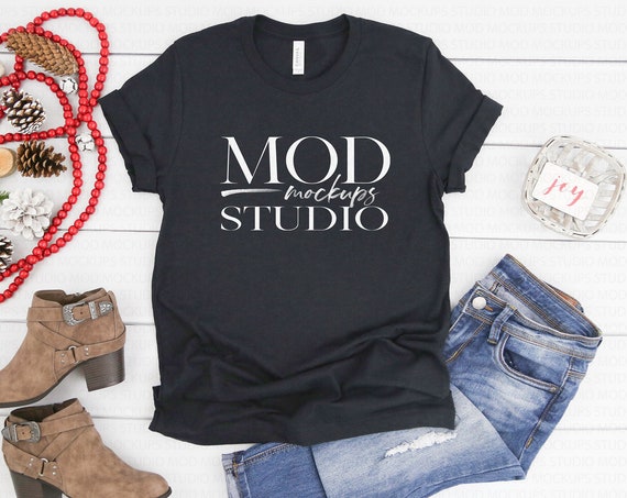 T-Shirt Mockup Bella Canvas 3001 Mockup Black Heather