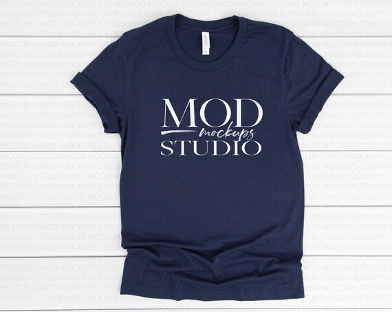 Navy Bella Canvas 3001 T-Shirt Mockup Bella Canvas
