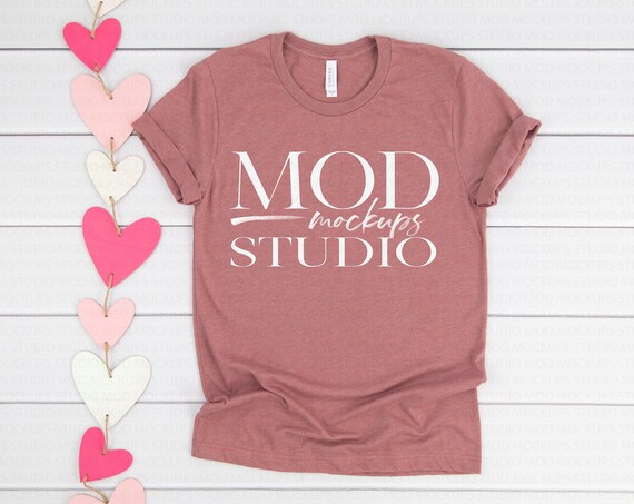 Valentine T-Shirt Mockup PSD Heather Mauve 3001