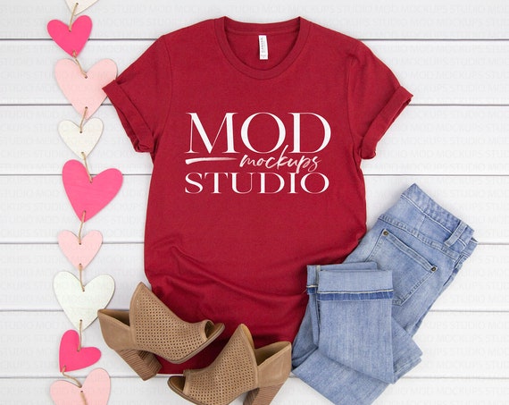Cardinal 3001 Bella Canvas T-Shirt Mockup Valentine T-Shirt