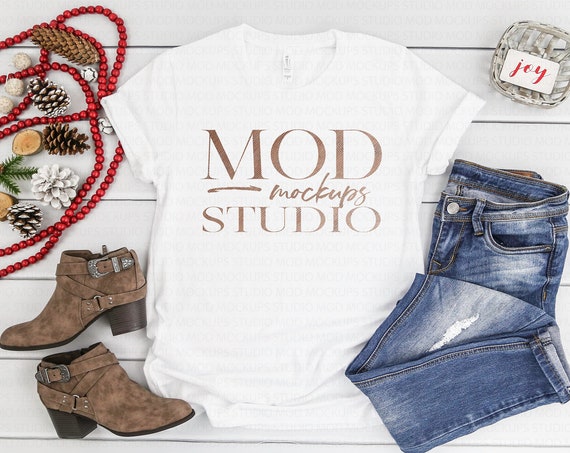 Bella Canvas 3001 White T-Shirt Mockup Holiday Mockup