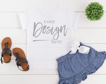 Kids Shirt Mockup 3001T WIT Meisjes Shirt Mockup Flat Lay Shirt Mockup Tshirt Mockup Mockup Meisjes Tshirt Mockup Tshirt Bella Canvas Mockup