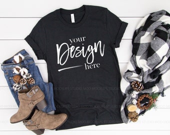 Bella And Canvas 3001 Unisex Black T Shirt Shirt Shirt Flat Etsy