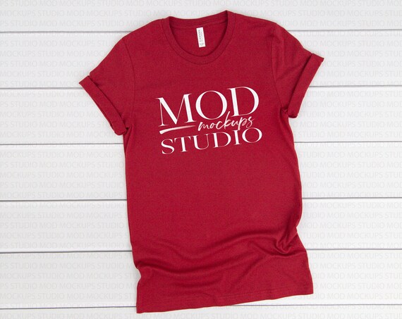 Cardinal Bella Canvas 3001 T-Shirt Mockup Bella Canvas