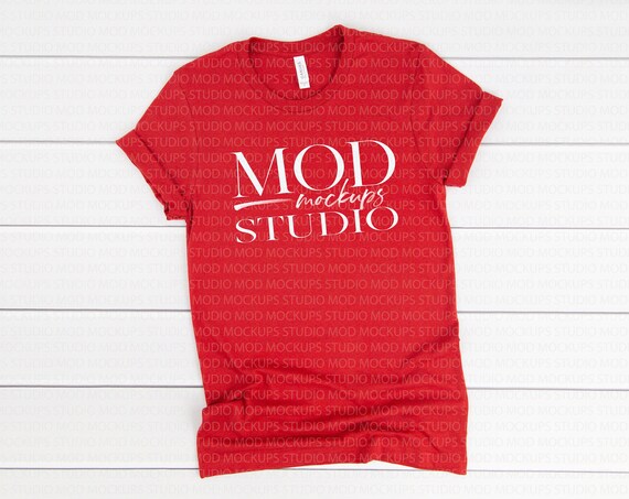 Canvas Red Bella Canvas 3001 T-Shirt Mockup Bella