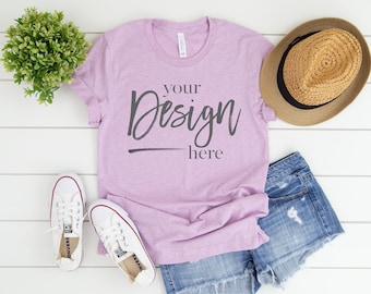 Heather Prism Lilac T shirt Mockup Women Tshirt Mockup Tee Mockup Clothing Mockups Bella Canvas Mockup Tshirt Digital Mockup Flat Lay
