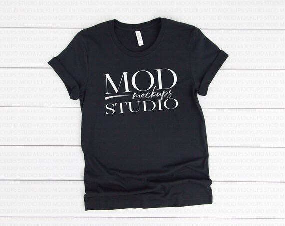 Vintage Black Bella Canvas 3001 T-Shirt Mockup Bella