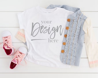 Kids Shirt Mockup 3001T WHITE Toddler Mockup Kids Mockup Tshirt Mockup Kids Mock up Shirt Mock ups Bella Canvas Tshirt Kids Mockup shirt