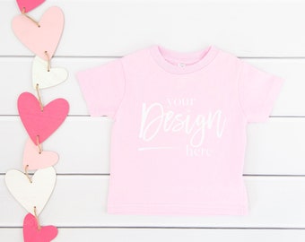 Valentinstag Mockup Rabbit Skins 3321 Pink Unisex Pink Tshirt Mockups T-shirt Mock Up Kids Flatlay Mockup