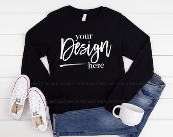 Bella Canvas Mockup BLACK Long Sleeve Shirt Mockup T-shirt Mockup Tshirt Mockup Fall Shirt Mockup Mock Ups Mock up 3501 Mockup