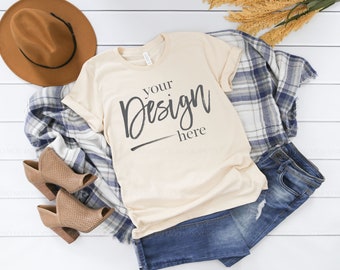 Bella Canvas 3001 Mockup SOFT CREAM T-shirt Mockup Fall Mockup, T-shirt Flat Lay Mockup, Tshirt Mockup, Flatlay Mockup, T-shirt Mockup