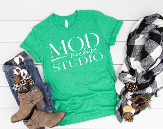 Heather Kelly Bella Canvas 3001 T-Shirt Mockup Holiday