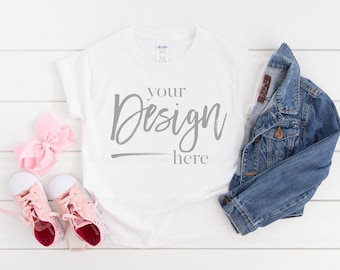 Tshirt Mockups GILDAN Mockup Shirt Mockup 5000B WHITE Clothing Mockups GILDAN Kids Mockup Tshirt Mockup Tshirt Flat Lay Mock up shirt