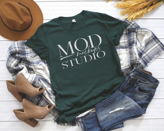 Bella Canvas 3001 Forest T-Shirt Mockup Fall Mockup
