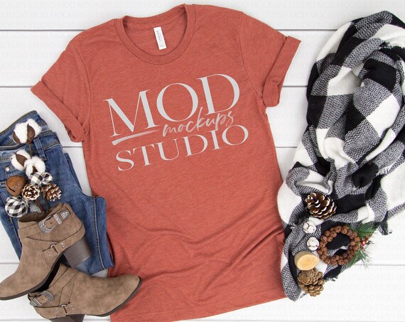 Clay Triblend Canvas 3413 T-Shirt Mockup Holiday Mock