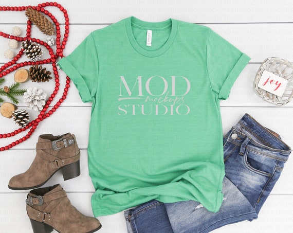 Bella Canvas 3001 Heather Kelly T-Shirt Mockup Holiday Bella Canvas 3001 Heather Kelly T-Shirt Mockup Holiday