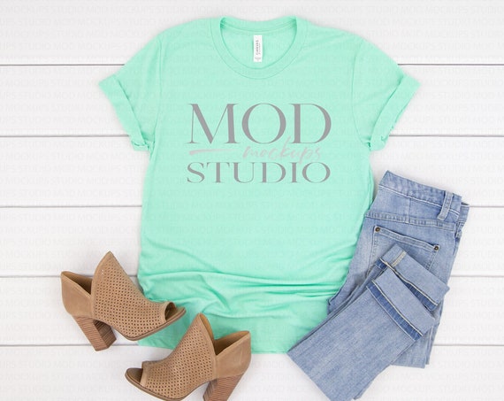 Download T Shirt Mockup Mint Triblend Tee Mockup Bella Canvas 3413 Download Free T Shirt Mockups PSD Mockup Templates