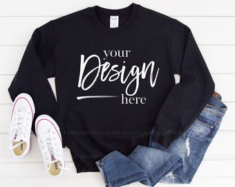 Sweatshirt Mockup Gildan 18000 Mockup BLACK Sweatshirt t-shirt mockup Gildan Mockup Sweatshirt Mock up