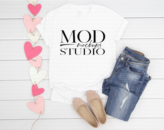 Valentine T-Shirt Mockup White Bella Canvas 3001 T-Shirt Valentine T-Shirt Mockup White Bella Canvas 3001 T-Shirt