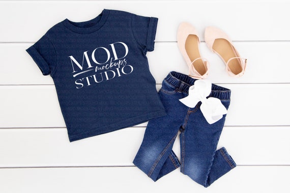 Toddler T-Shirt Mockup Rabbit Skins Navy 3301t Toddler
