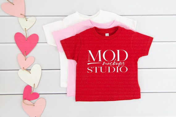 Valentine T-Shirt Mockup Rabbit Skins White Pink Red