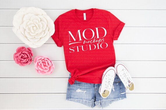 Valentine T-Shirt Mockup Red Bella Canvas 3001 T-Shirt