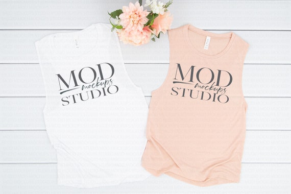 Bachelorette Mockup Tank Mockup Bella Canvas 8803 White Peach