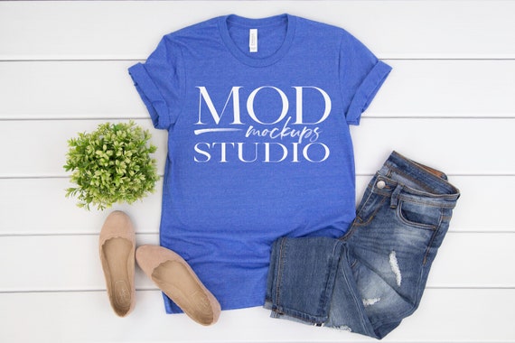 Heather True Royal T-Shirt Mockup Bella Canvas 3001 T-Shirt Heather True Royal T-Shirt Mockup Bella Canvas 3001 T-Shirt