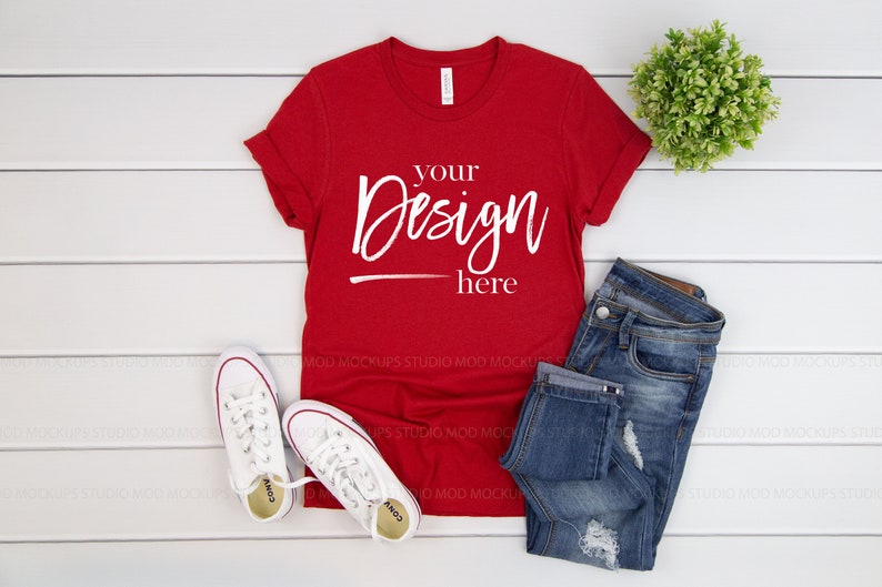 Bella Canvas 3001 Mockup Canvas Red T Shirt Mockup Shirt Mock Etsy