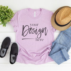 Frauen Tshirt Mockup Tee Mockup Kleidung Mockups Bella Canvas Mockup Heather Prism Flieder T Shirt Mockup Tshirt Digital Mockup Flat Lay